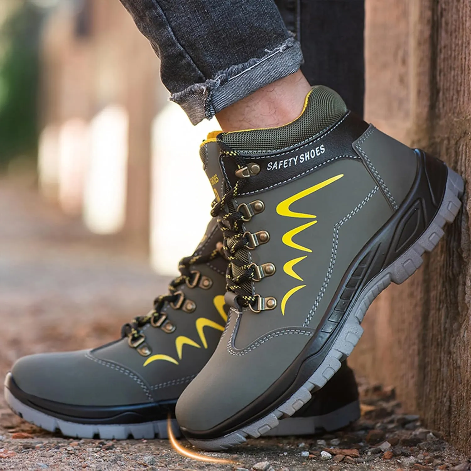 ESTAMICO Steel Toe Work Boots For Men Puncture Proof Industrial & Construction Boot Waterproof Safety Shoes