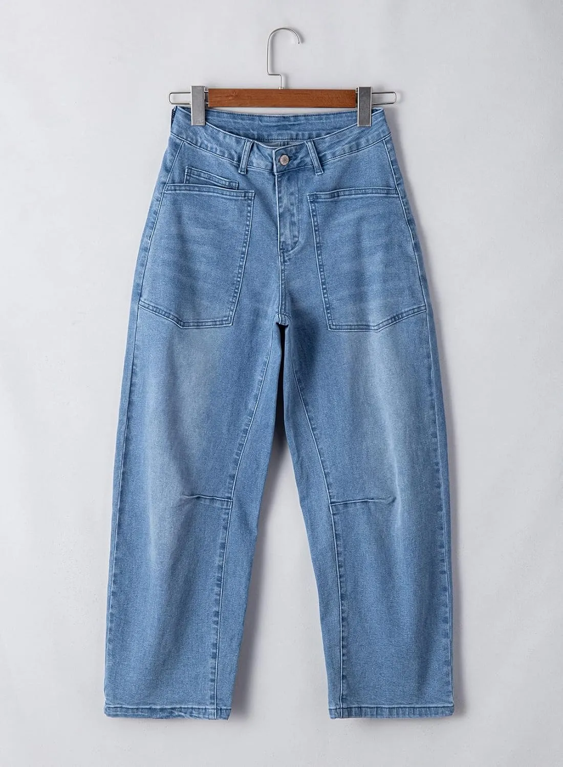 EVALESS Womens Baggy Barrel Jeans High Waisted Wide Leg Boyfriend Denim Ankle Pants