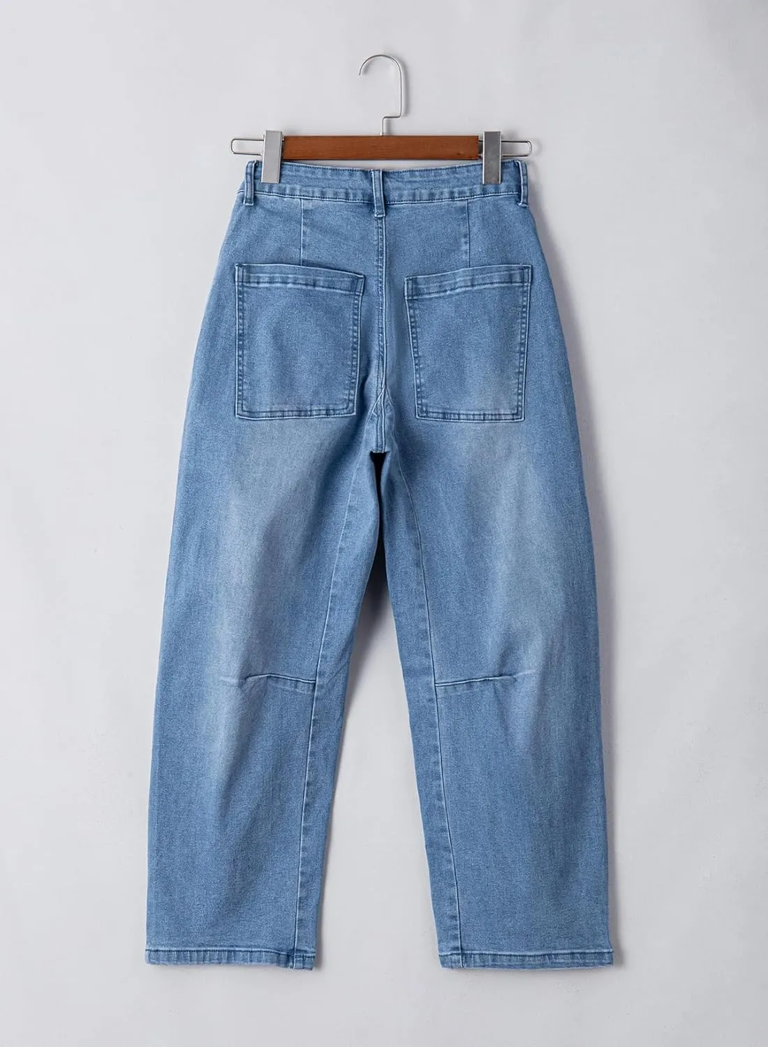 EVALESS Womens Baggy Barrel Jeans High Waisted Wide Leg Boyfriend Denim Ankle Pants