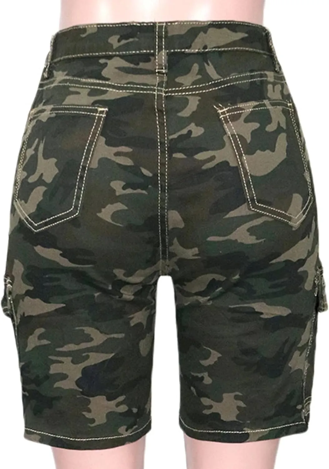 Famnbro Women Camo Shorts Slim Fit Camouflage Cargo Shorts Casual Army Fatigue Shorts with Pockets