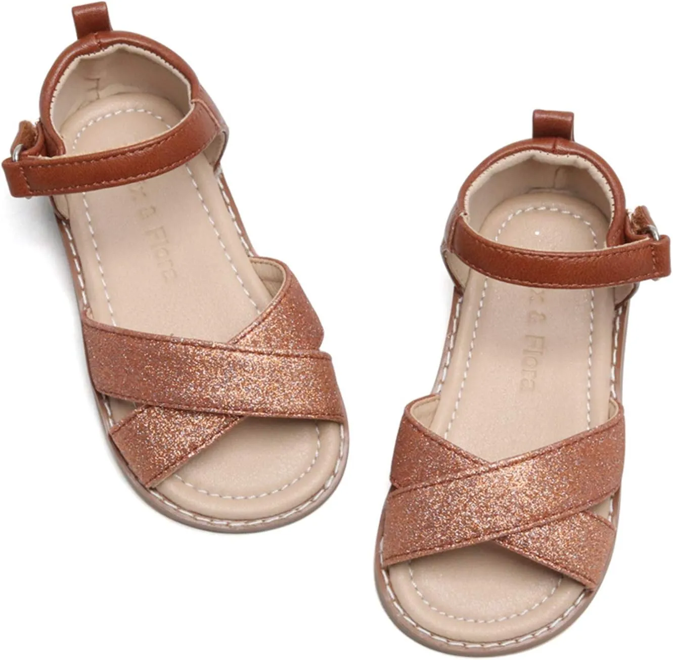 Felix & Flora Toddler Girl Sandals - Flower Girl Dress Shoes Open Toe Little Kid Summer Flats