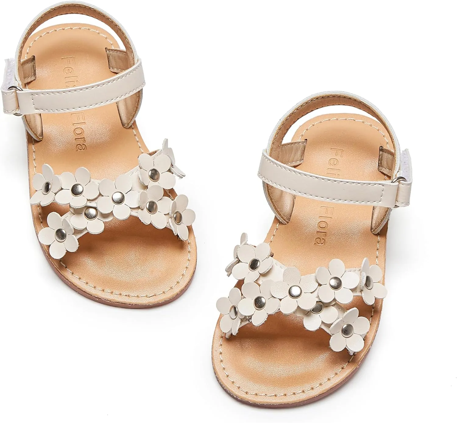 Felix & Flora Toddler Girl Sandals -Flower Girl Dress Shoes Open Toe Little Kid Summer Flats