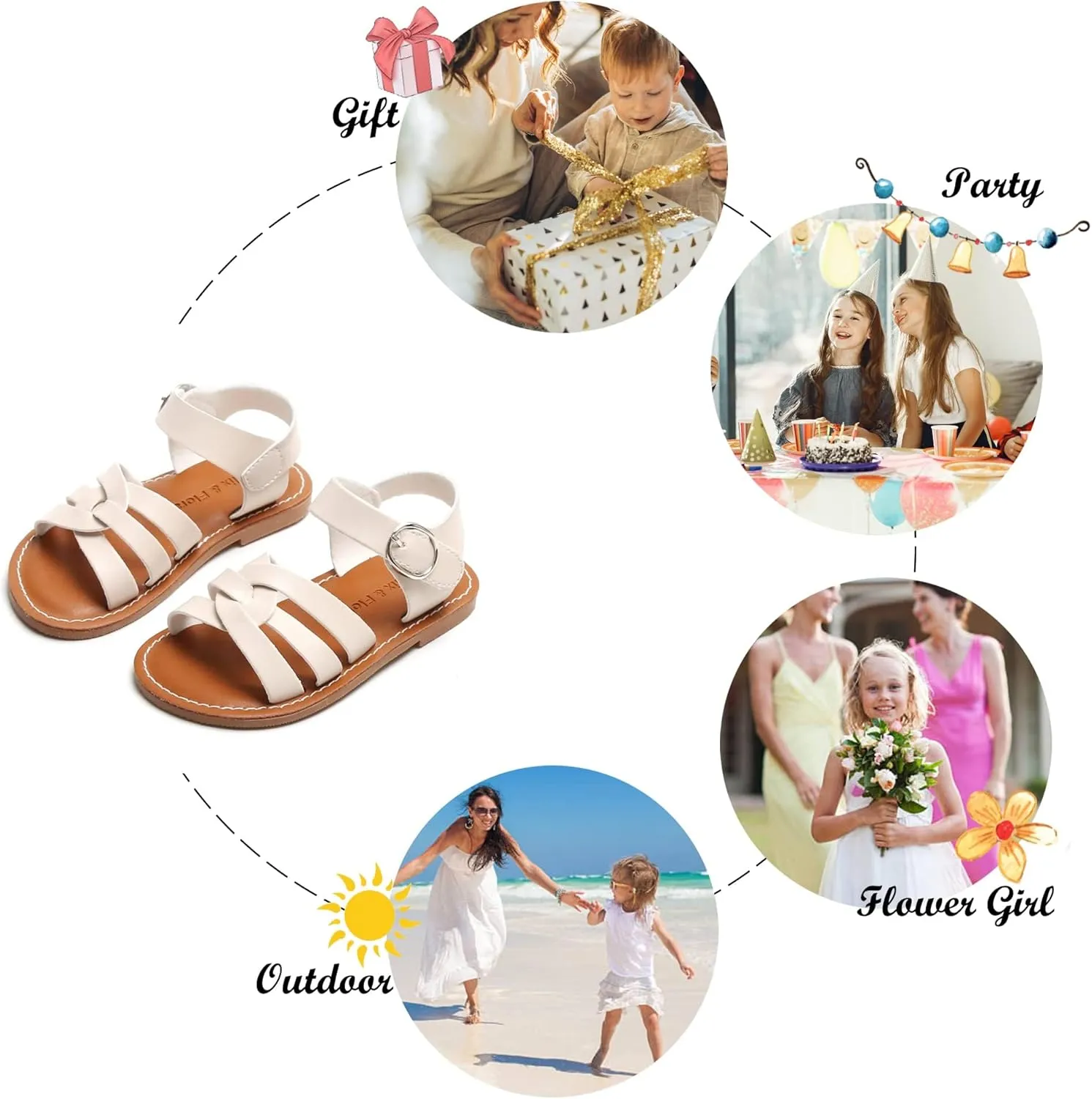 Felix & Flora Toddler Girl Sandals - Little Girl Easter Summer Dress Shoes Lightweight Open Toe Beach Holiday.