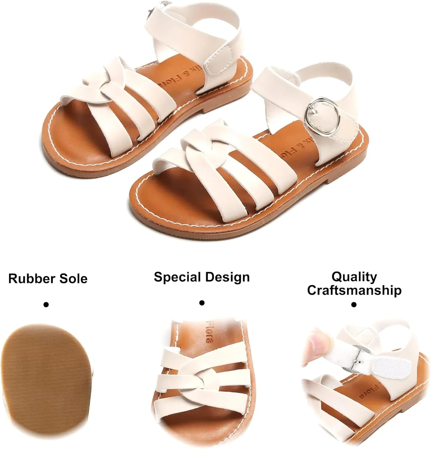 Felix & Flora Toddler Girl Sandals - Little Girl Easter Summer Dress Shoes Lightweight Open Toe Beach Holiday.