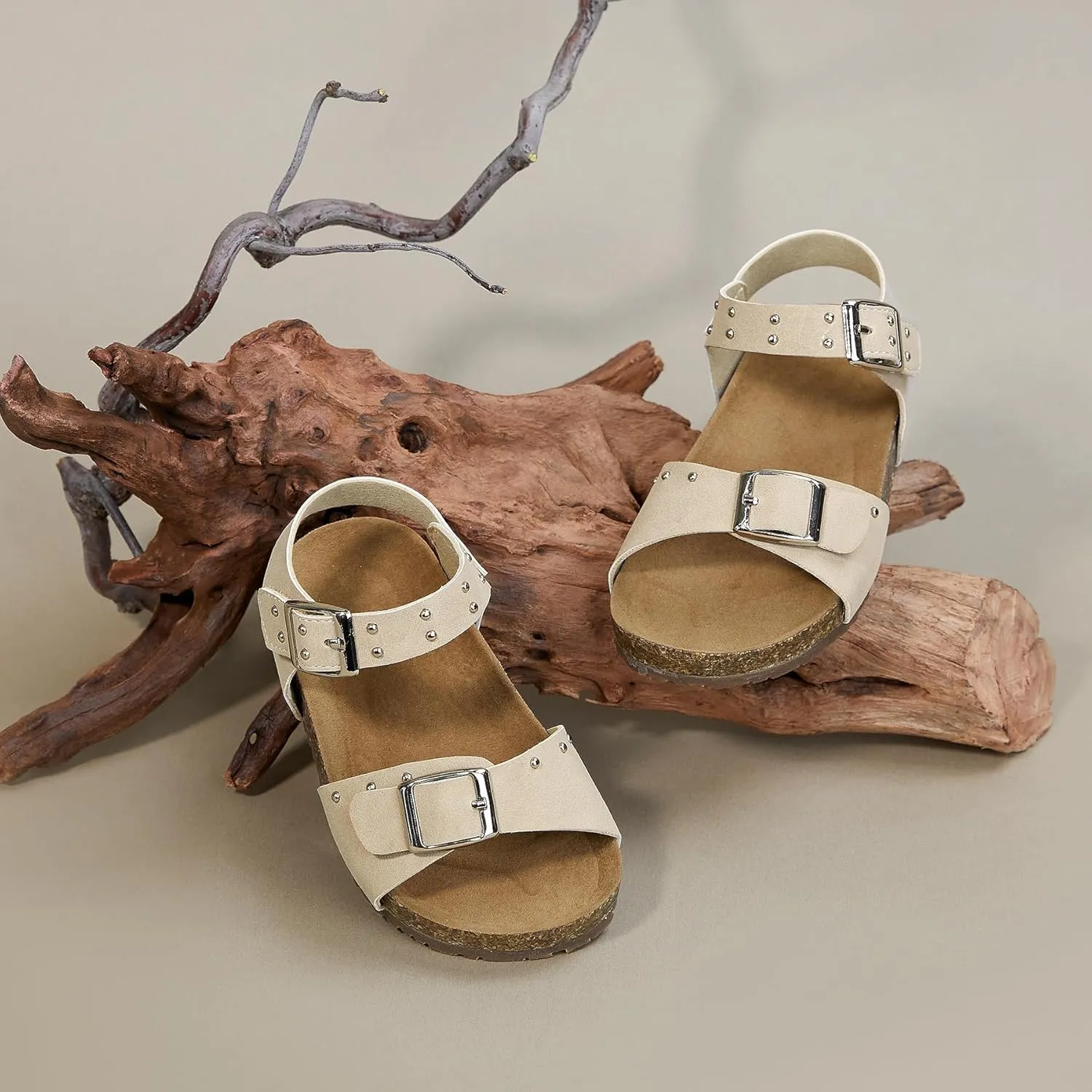 Felix & Flora Toddler Girls Sandals Flower Girl Cork Footbed Open Toe Comfort Princess Summer Flat Shoes