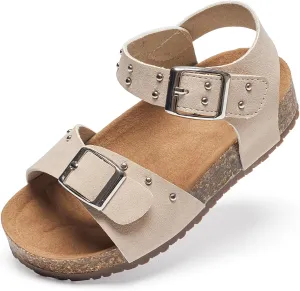 Felix & Flora Toddler Girls Sandals Flower Girl Cork Footbed Open Toe Comfort Princess Summer Flat Shoes
