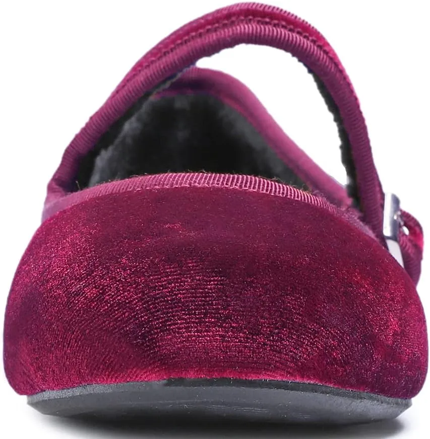 FEVERSOLE Women's Soft Cushion Extra Padded Comfort Round Toe Mary Jane Metal Buckle Fashion Ballet Flats Walking Shoes