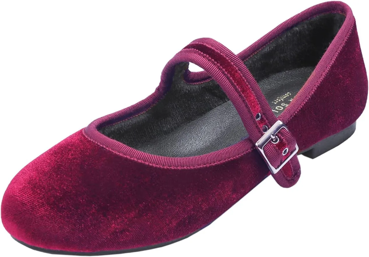 FEVERSOLE Women's Soft Cushion Extra Padded Comfort Round Toe Mary Jane Metal Buckle Fashion Ballet Flats Walking Shoes