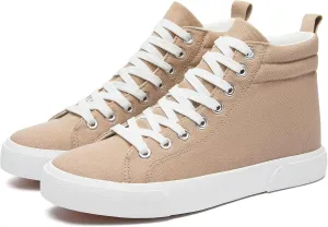 FINIWOR Womens High top Sneakers Canvas Shoes Lace up Black Sneakers Casual Shoes for Women