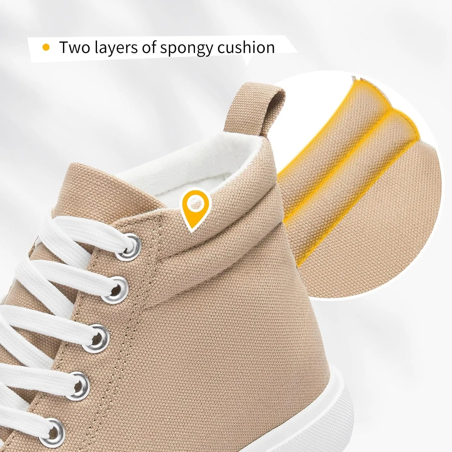 FINIWOR Womens High top Sneakers Canvas Shoes Lace up Black Sneakers Casual Shoes for Women