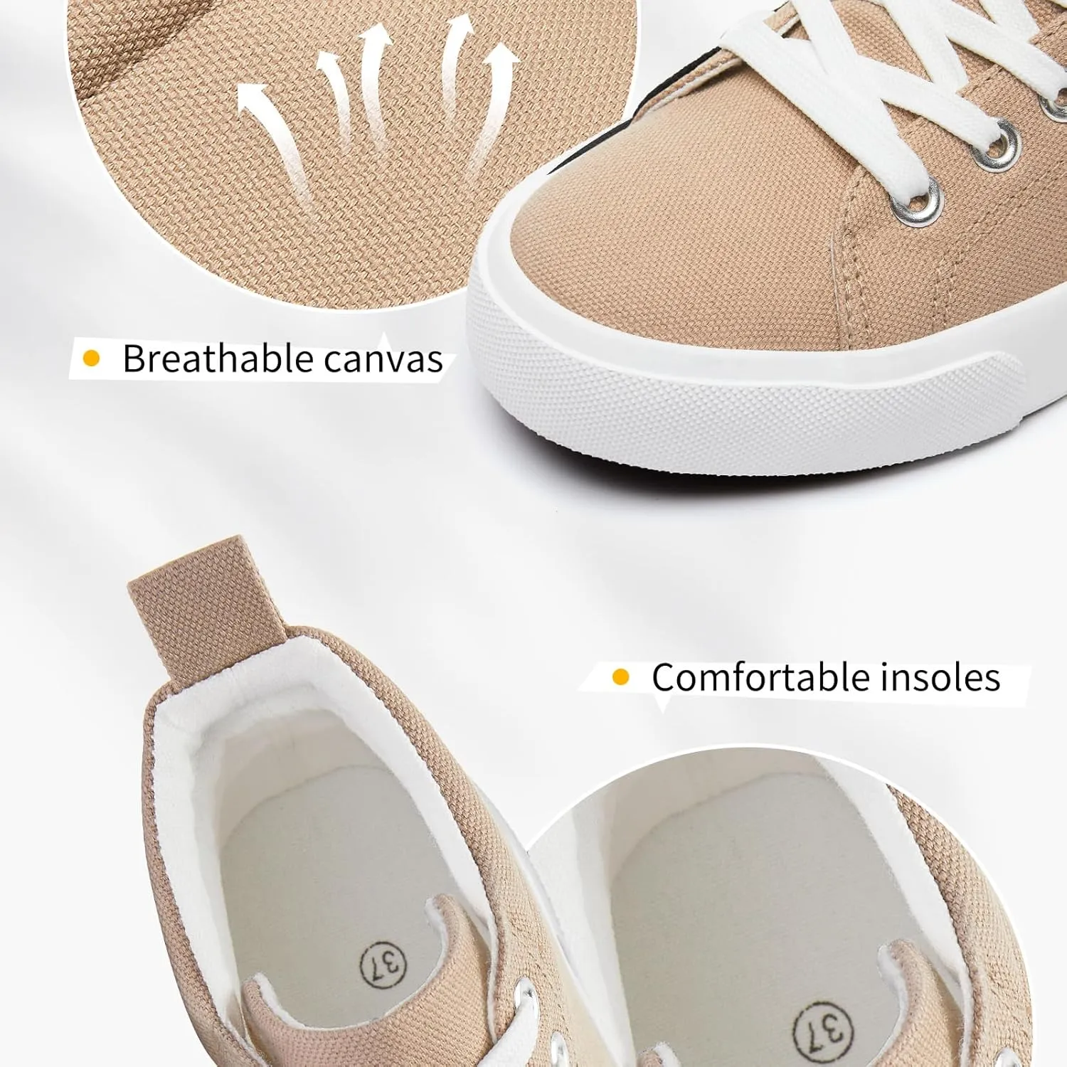 FINIWOR Womens High top Sneakers Canvas Shoes Lace up Black Sneakers Casual Shoes for Women