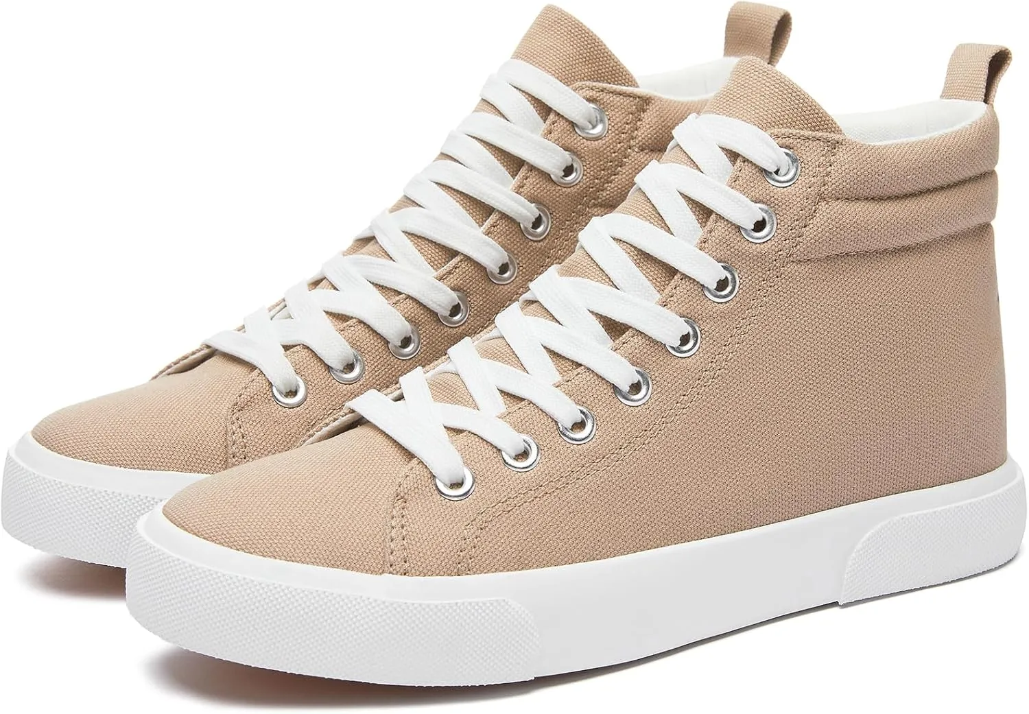 FINIWOR Womens High top Sneakers Canvas Shoes Lace up Black Sneakers Casual Shoes for Women