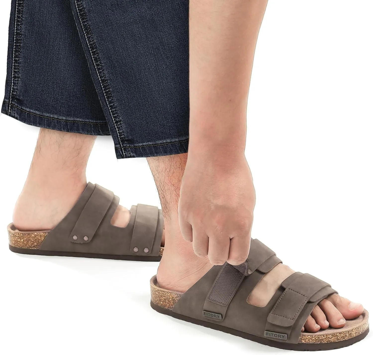 FITORY Mens Classic Sandals with Two Straps Beach Slides for Summer Size 7-13.5