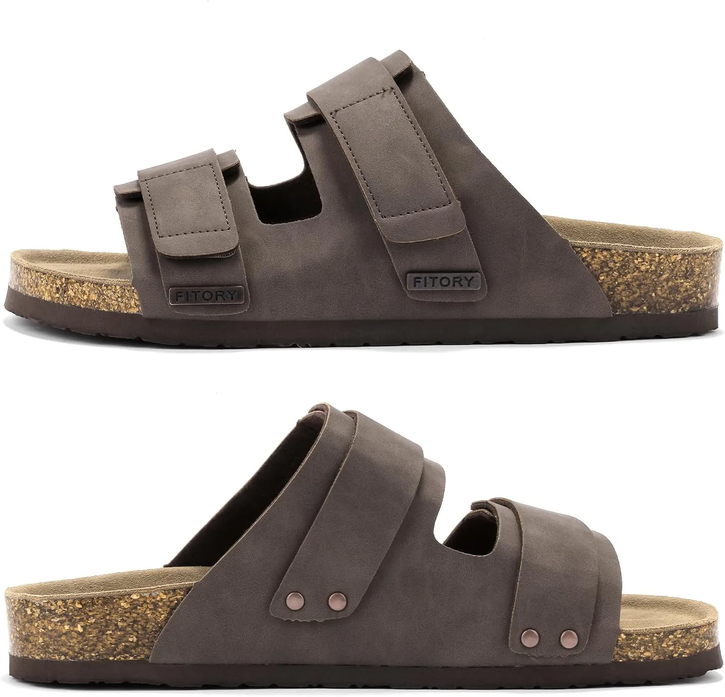 FITORY Mens Classic Sandals with Two Straps Beach Slides for Summer Size 7-13.5