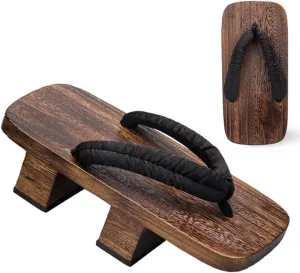 Flip-flops Wooden Clogs Slippers,Japanese Wooden Clogs Sandals Japan Traditional Shoes,Couples Clogs Kimono Slippers,Anti- skid Fashion Beach Height Heel Sandals