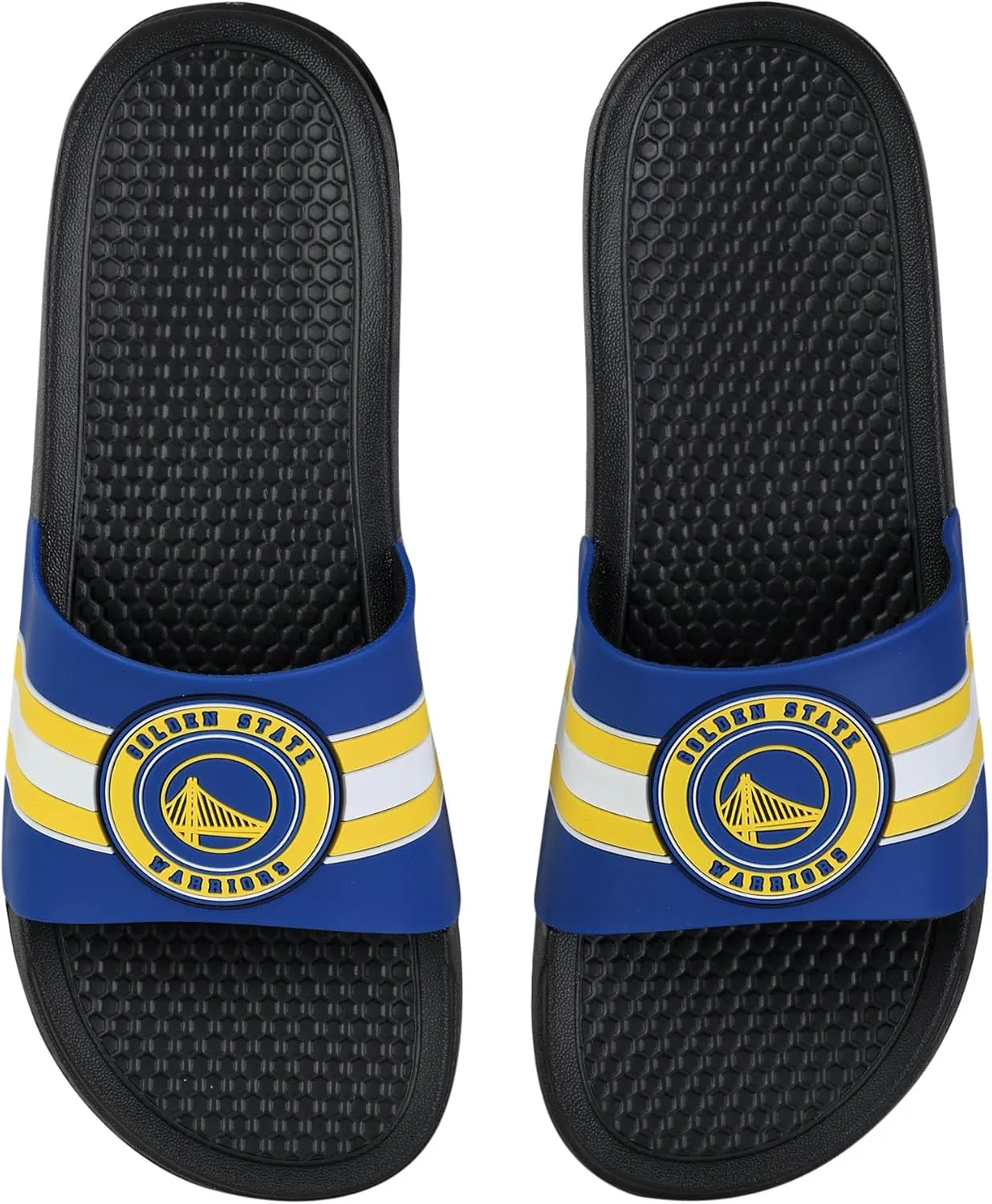 FOCO NBA Men's Stripe Raised Slide Sandals – Comfortable, Durable, Team Logo Footwear for Game Day & Everyday Wear