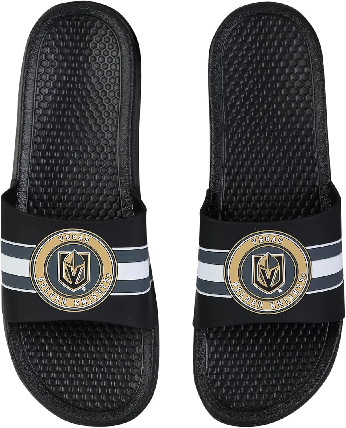 FOCO NFL Men's Stripe Raised Slide Sandals – Comfortable, Durable, Team Logo Fan Footwear for Game Day & Everyday Wear