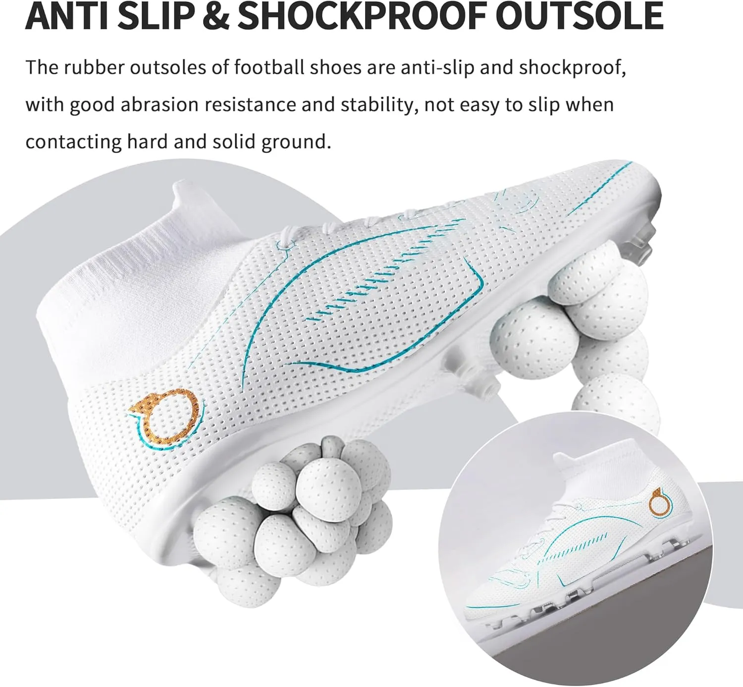 Football Cleats Men, Indoor Outdoor High Top Soccer Shoes Lightweight Shock Resistant Training Boots Breathable Professional Turf Shoes Sport Athletic Ground Football Boots FG Soccer Cleats for Men