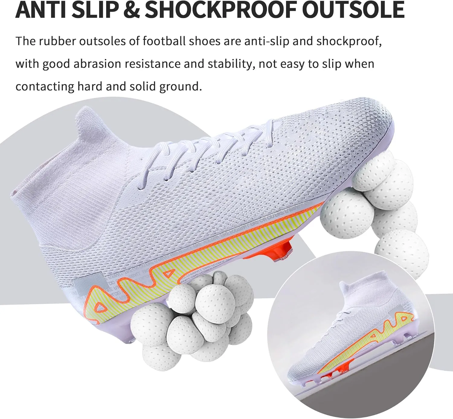 Football Cleats Men, Indoor Outdoor High Top Soccer Shoes Lightweight Shock Resistant Training Boots Breathable Professional Turf Shoes Sport Athletic Ground Football Boots FG Soccer Cleats for Men