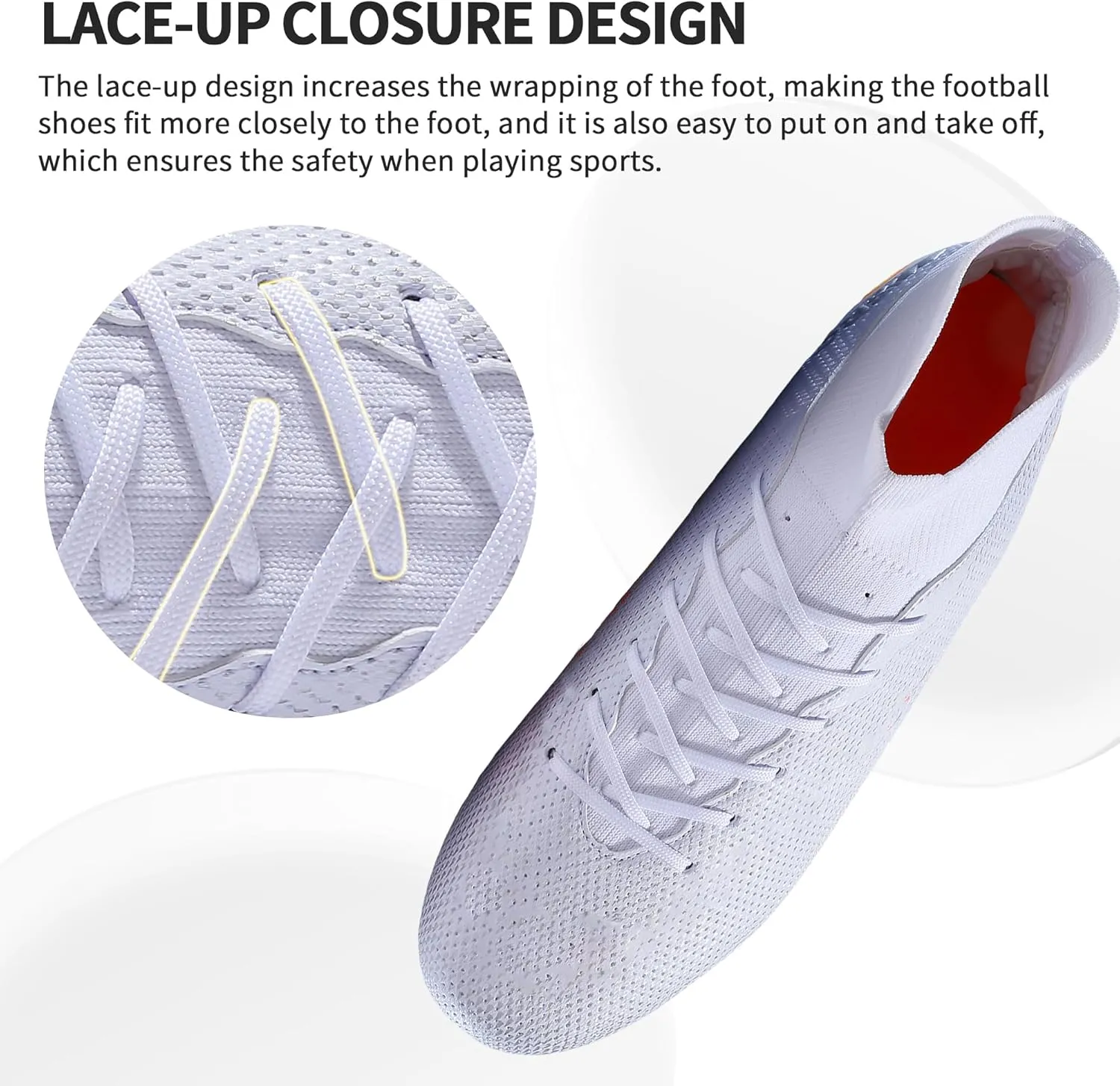 Football Cleats Men, Indoor Outdoor High Top Soccer Shoes Lightweight Shock Resistant Training Boots Breathable Professional Turf Shoes Sport Athletic Ground Football Boots FG Soccer Cleats for Men