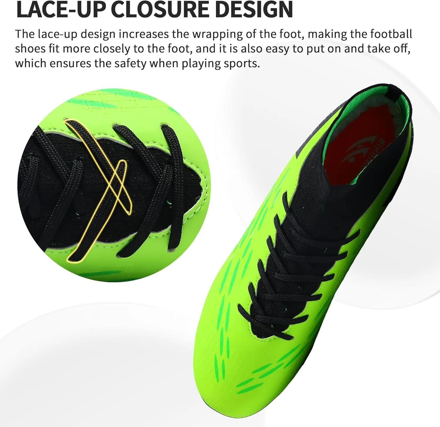 Football Cleats Men, Indoor Outdoor High Top Soccer Shoes Lightweight Shock Resistant Training Boots Breathable Professional Turf Shoes Sport Athletic Ground Football Boots FG Soccer Cleats for Men