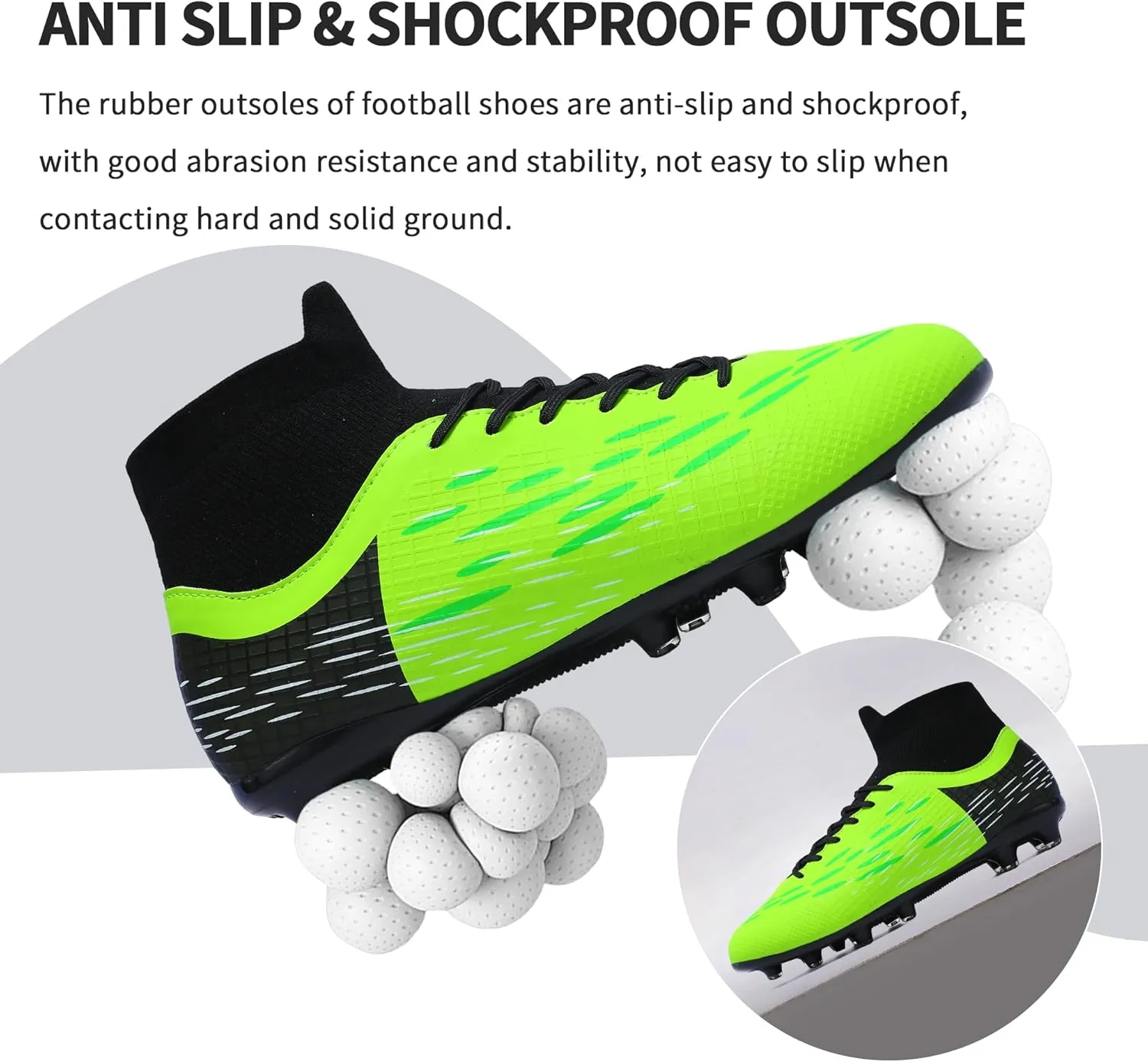 Football Cleats Men, Indoor Outdoor High Top Soccer Shoes Lightweight Shock Resistant Training Boots Breathable Professional Turf Shoes Sport Athletic Ground Football Boots FG Soccer Cleats for Men