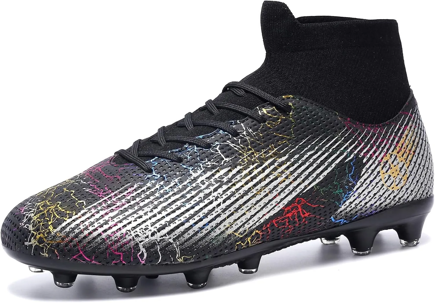 Football Cleats Men Women, Non-Slip High Top Soccer Shoes Lightweight Shock Resistant Training Boots Sneaker Breathable Professional Turf Shoes Sport Athletic Ground Football Boots Soccer Cleats