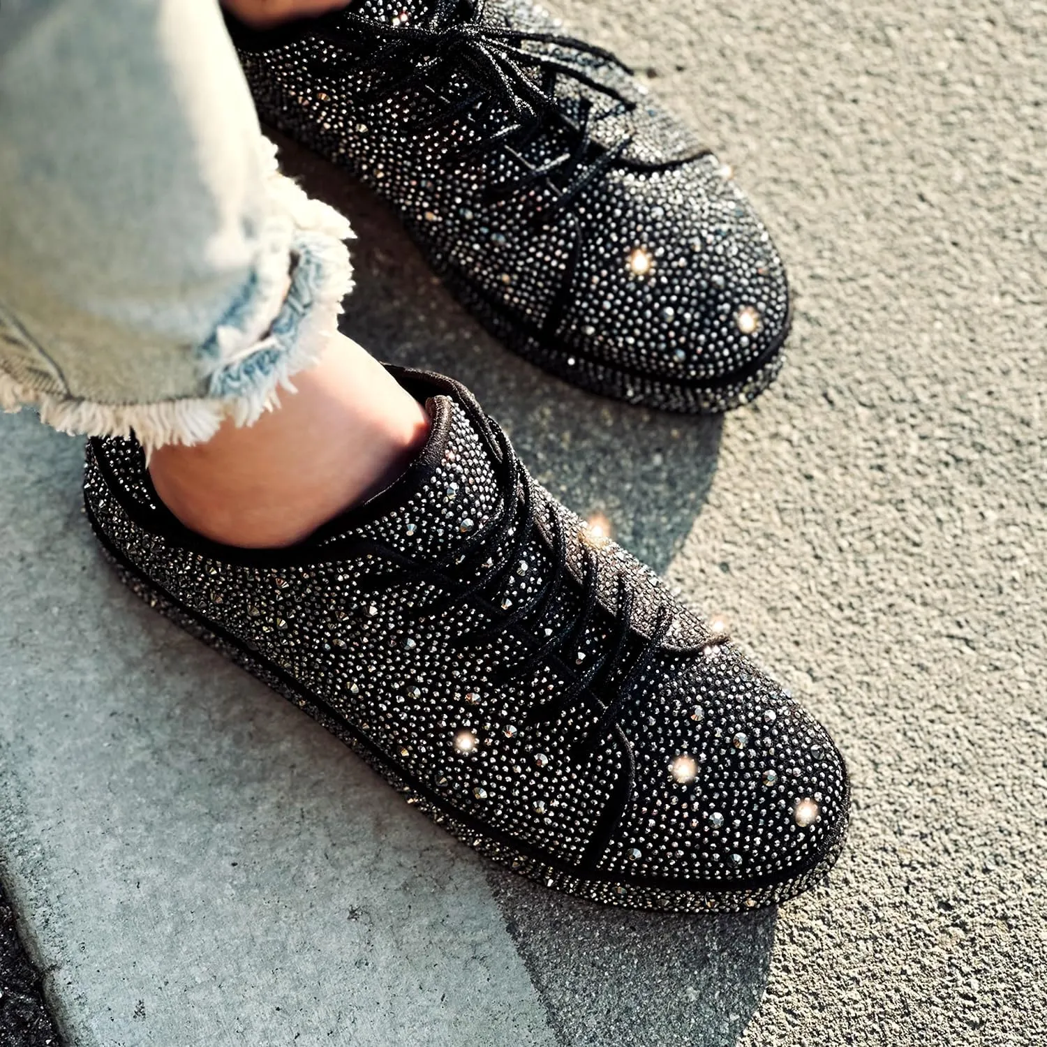 Forever Link Womens Sparkly Bling Rhinestone Fashion Glitter Shiny Platform Sneakers Shoes