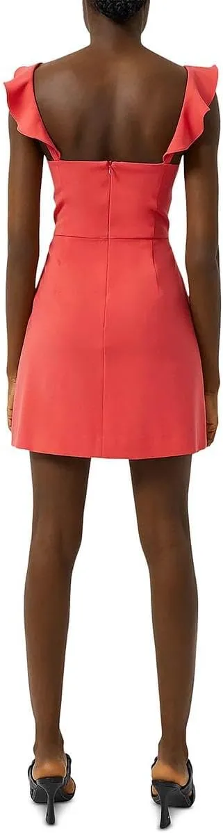 French Connection Womens Square Neck Ruffled Mini Dress