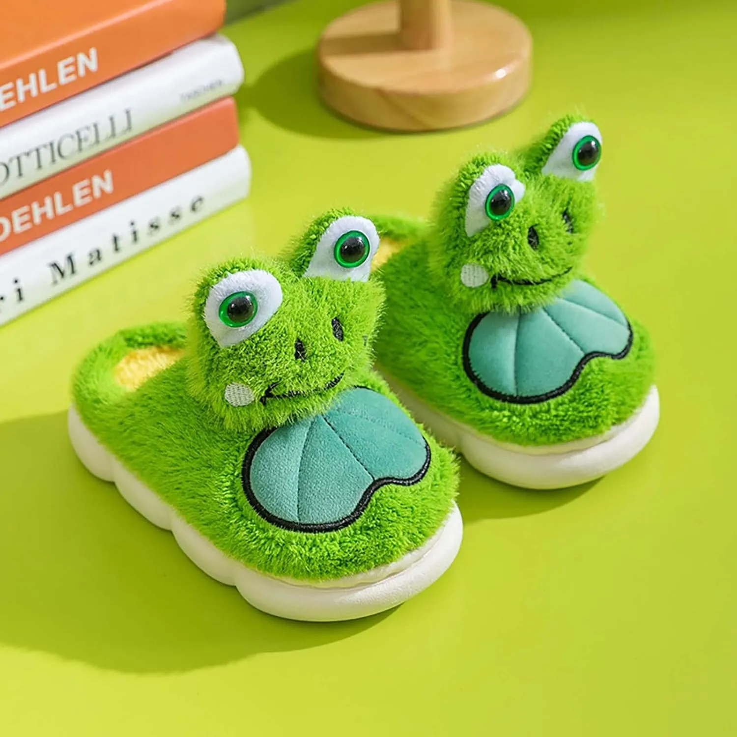 Frog Slippers Toddler House Slippers Boys Girls Plush Fuzzy Animal Slippers Kids Winter Indoor Household Shoes