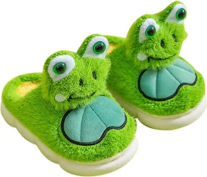 Frog Slippers Toddler House Slippers Boys Girls Plush Fuzzy Animal Slippers Kids Winter Indoor Household Shoes