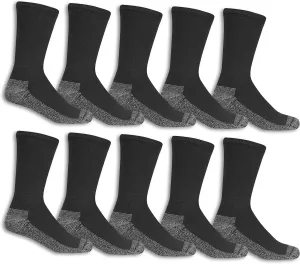 Fruit of the Loom Men's Cushioned Durable Cotton Work Gear Socks with Moisture Wicking