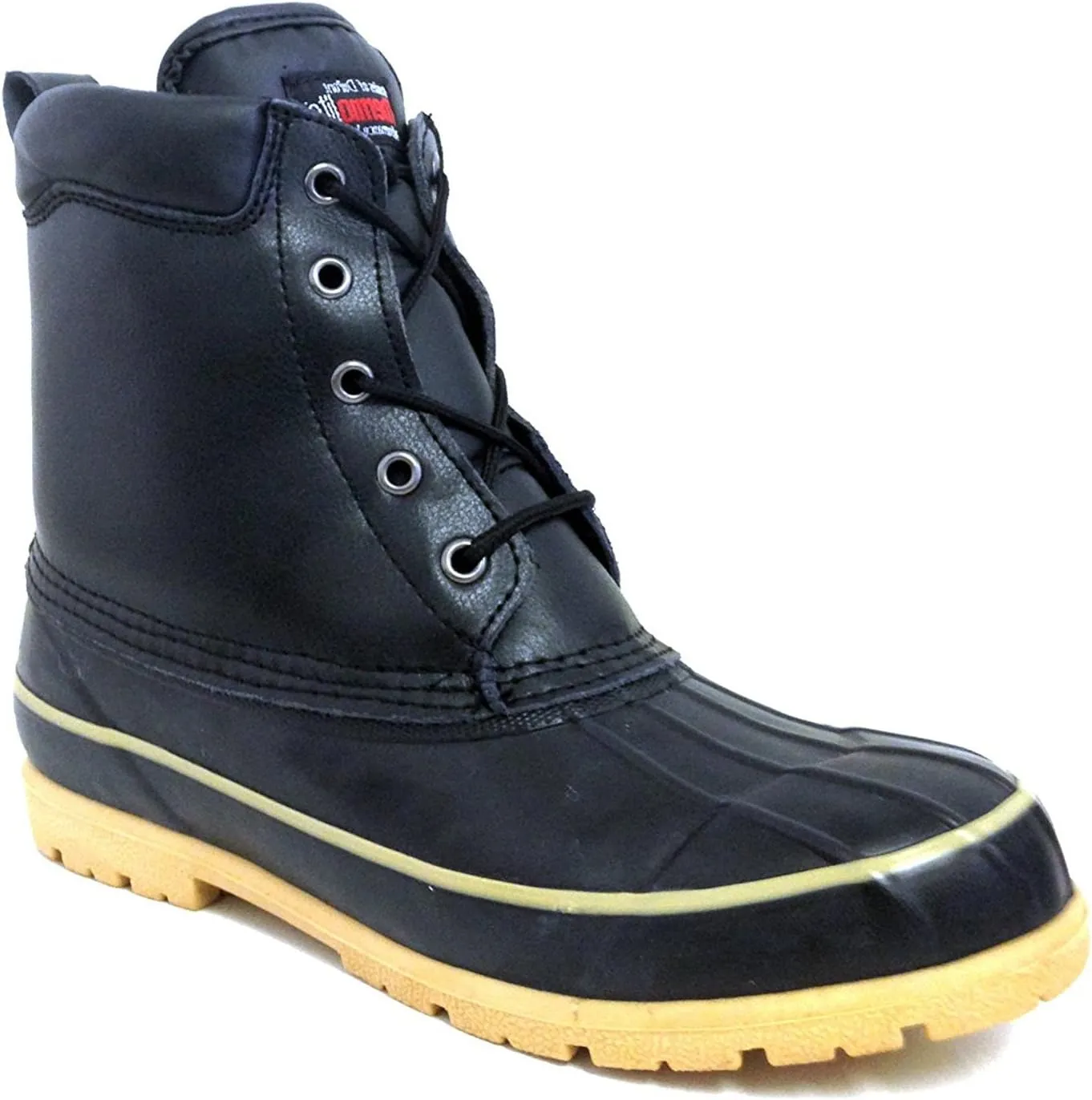 G4U-R31BS Climate X Men's Duck Boots Leather Thermolite Insulated Waterproof Hiking Snow Warm Winter Shoes, TanBlack