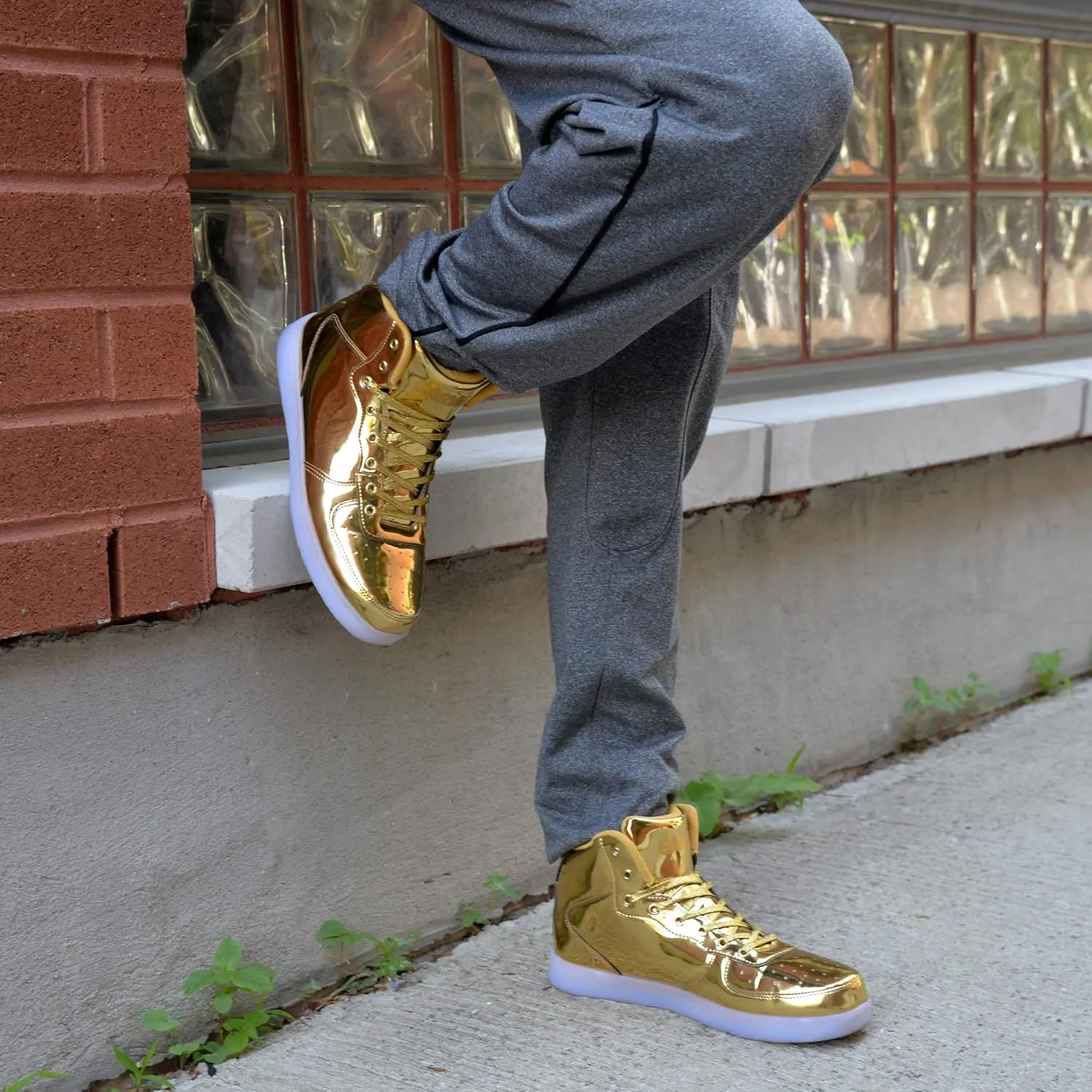 Gary Majdell Sport Men's Shiny Multiple Colors Liquid Metallic High Top Lace-Up Casual Sneakers