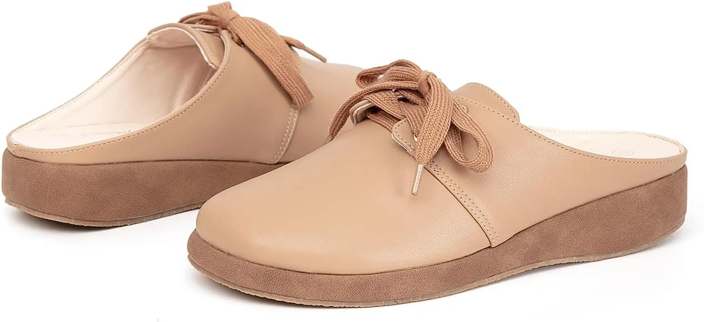 getmorebeauty Women's Slip On Mules Sandals Closed Toe Backless Low Wedge Slides Clogs Sandals Walking Shoes