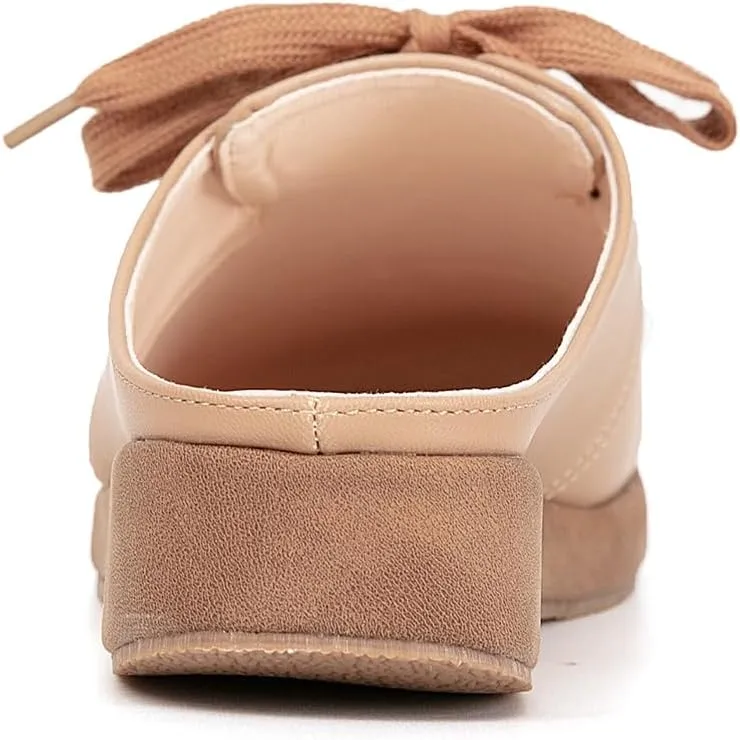 getmorebeauty Women's Slip On Mules Sandals Closed Toe Backless Low Wedge Slides Clogs Sandals Walking Shoes