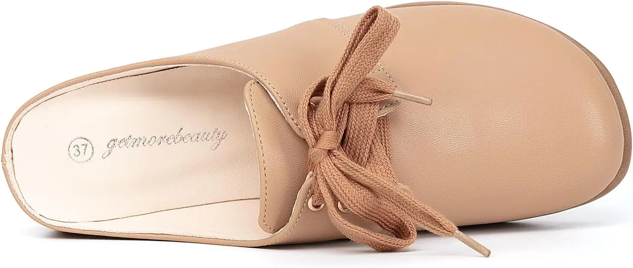 getmorebeauty Women's Slip On Mules Sandals Closed Toe Backless Low Wedge Slides Clogs Sandals Walking Shoes