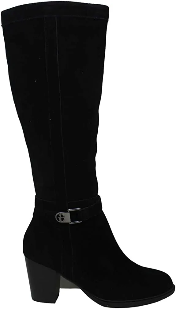Giani Bernini Womens Rozario Leather Almond Toe Knee High, Black Suede, Size 8.5