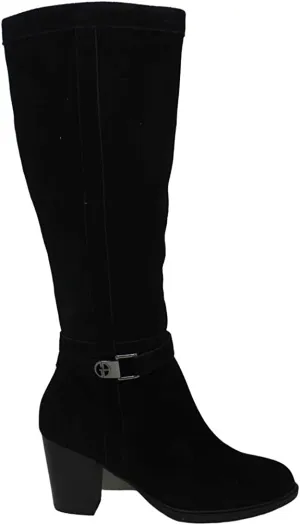 Giani Bernini Womens Rozario Leather Almond Toe Knee High, Black Suede, Size 8.5