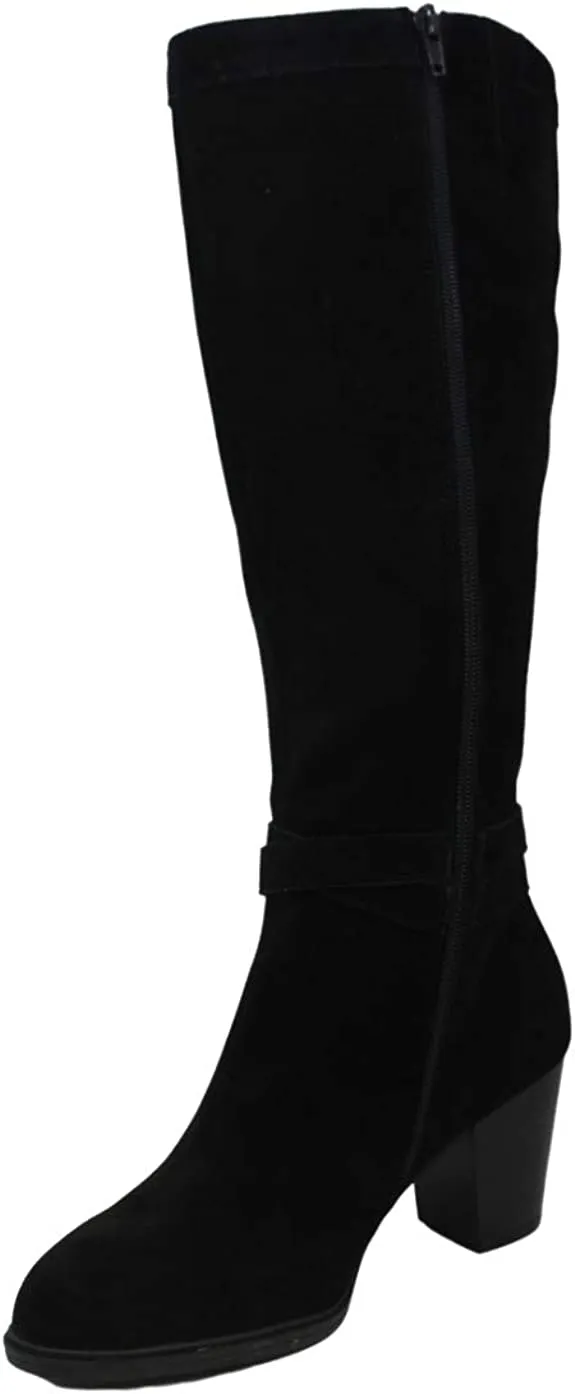 Giani Bernini Womens Rozario Leather Almond Toe Knee High, Black Suede, Size 8.5