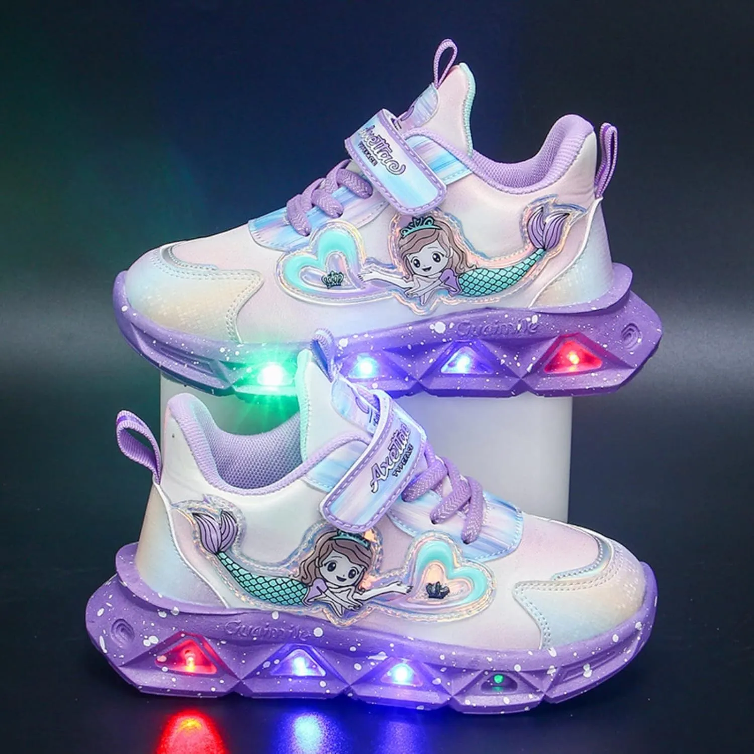Girls Led Cheer Shoes Princess Light up Sneakers Night White Running Walking Sports Shoes Outdoor Illuminate