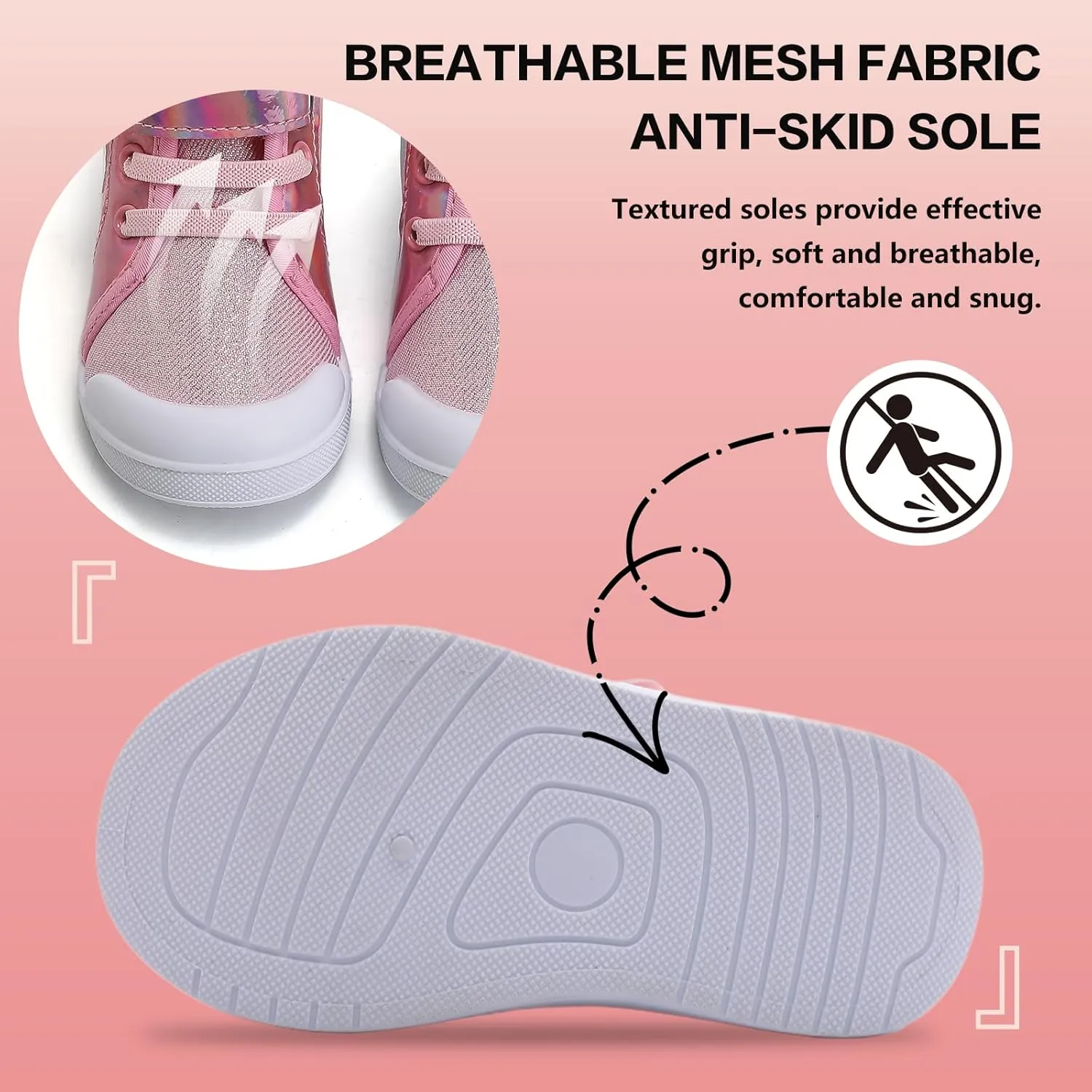 Girls Sneakers Kids High Top Casual Canvas Shoes with Hook & Loop Closure Gradient Color Pinky Heart