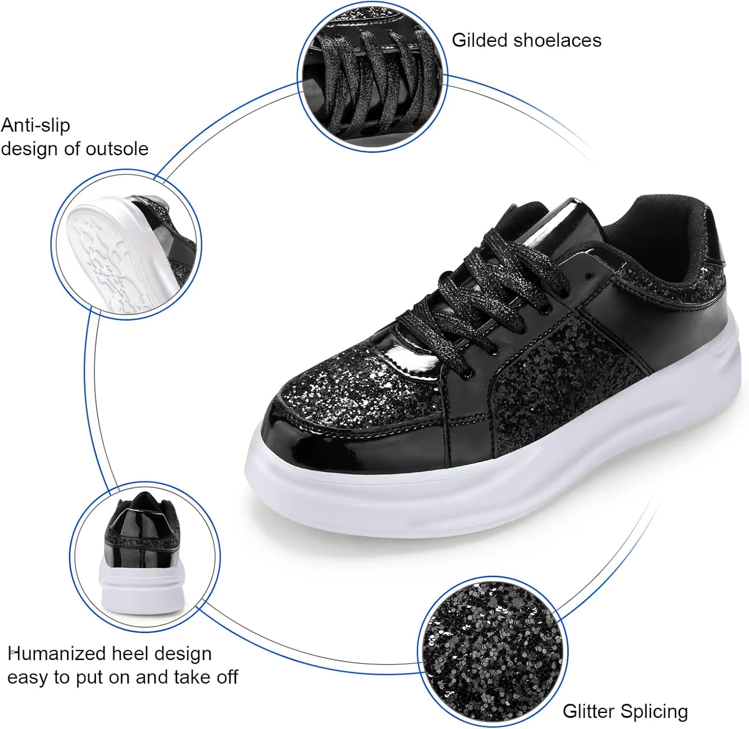 Glitter Sneakers for Women - Sparkly Bling Sequin Sneakers for Wedding, Party & Casual Wear