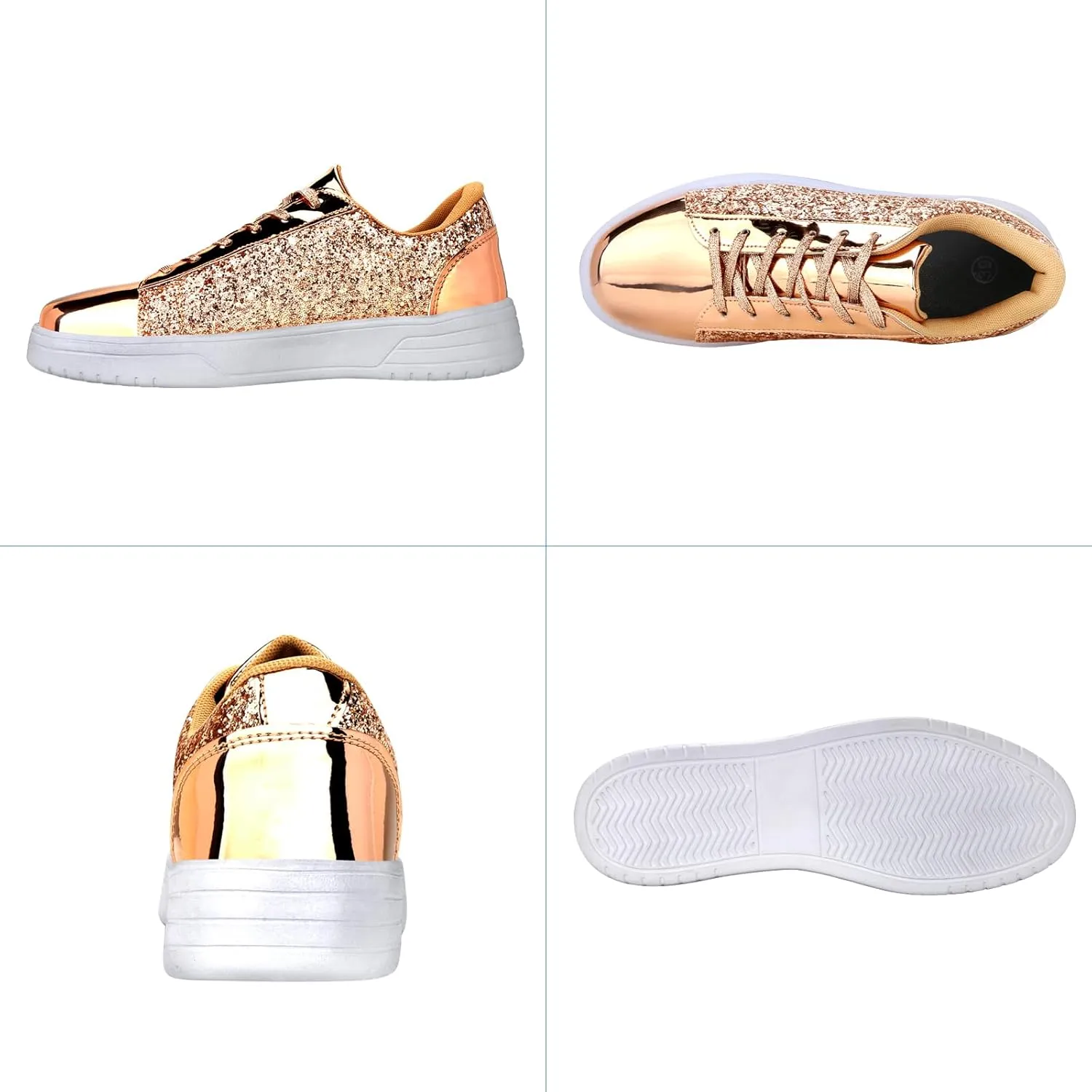 Glitter Sneakers for Women - Sparkly Bling Sequin Sneakers for Wedding, Party & Casual Wear