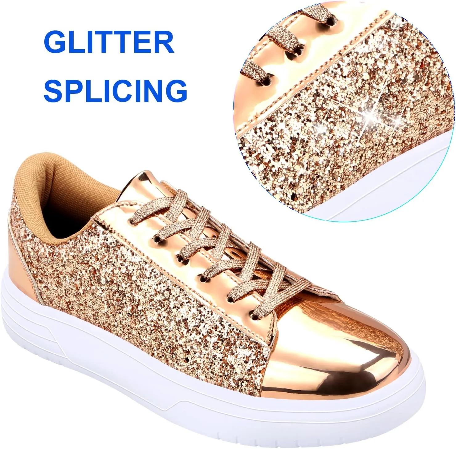 Glitter Sneakers for Women - Sparkly Bling Sequin Sneakers for Wedding, Party & Casual Wear