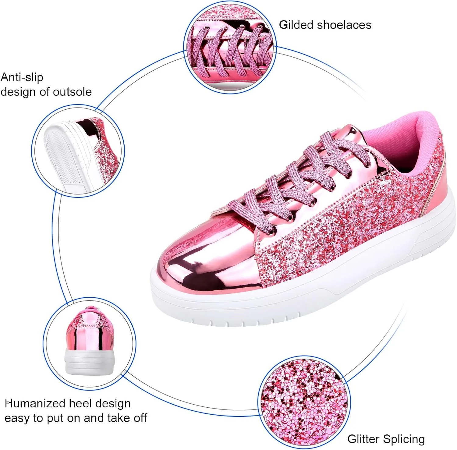Glitter Sneakers for Women - Sparkly Bling Sequin Sneakers for Wedding, Party & Casual Wear