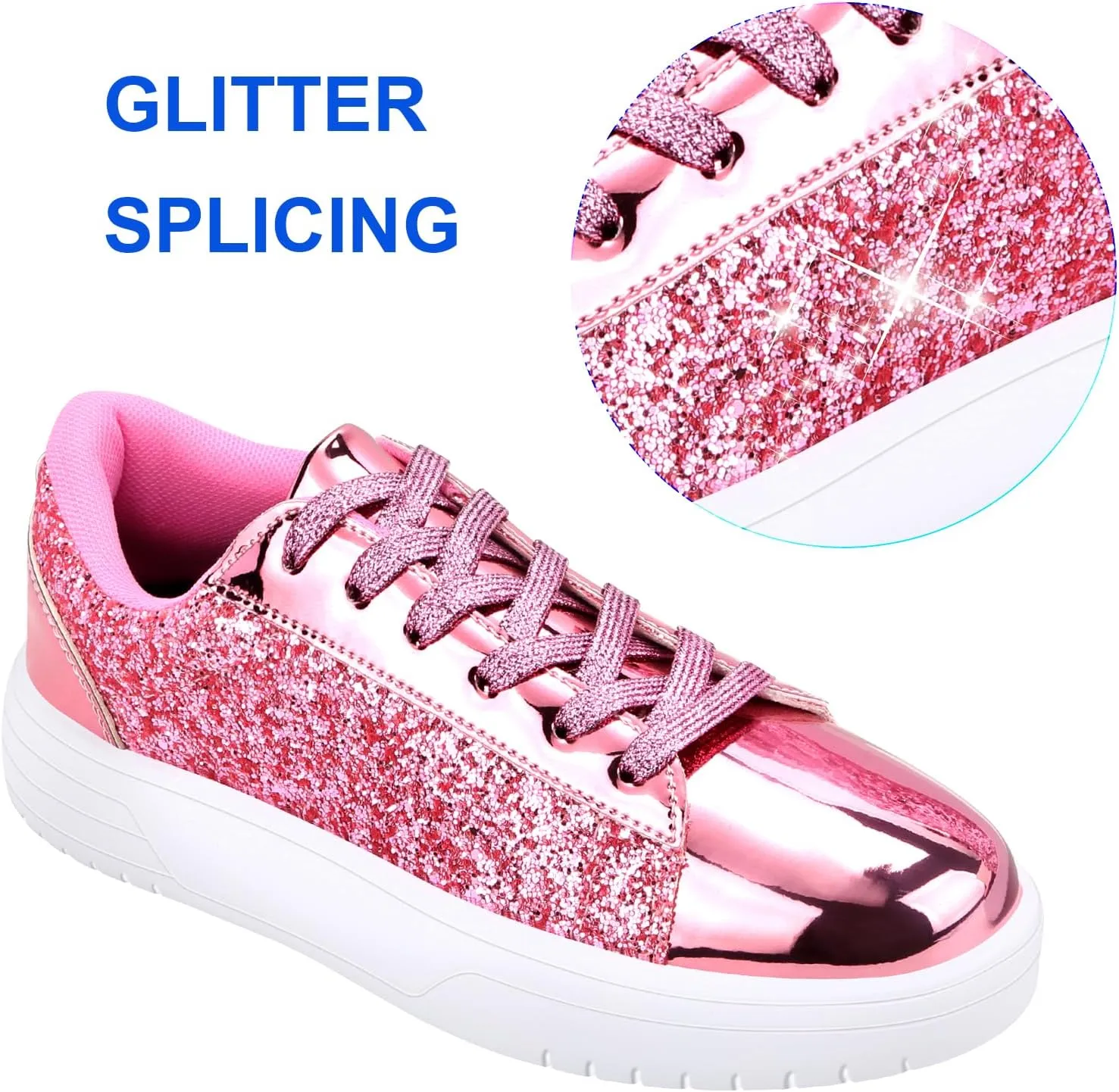 Glitter Sneakers for Women - Sparkly Bling Sequin Sneakers for Wedding, Party & Casual Wear
