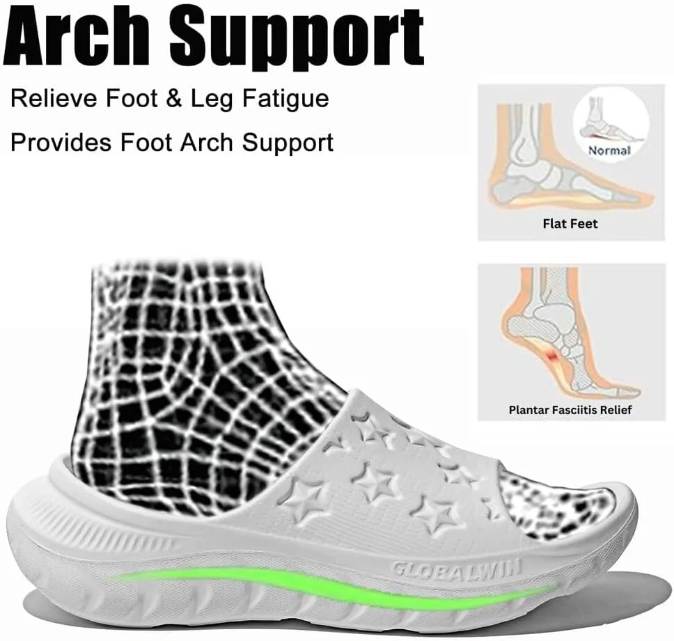GLOBALWIN Sports Recovery Slides for Women Ava Sports Sandals With Comfortable Arch Support Indoor Outdoor Cloud Slippers Reduce Stress on Feet Lightweight Pillow Slides