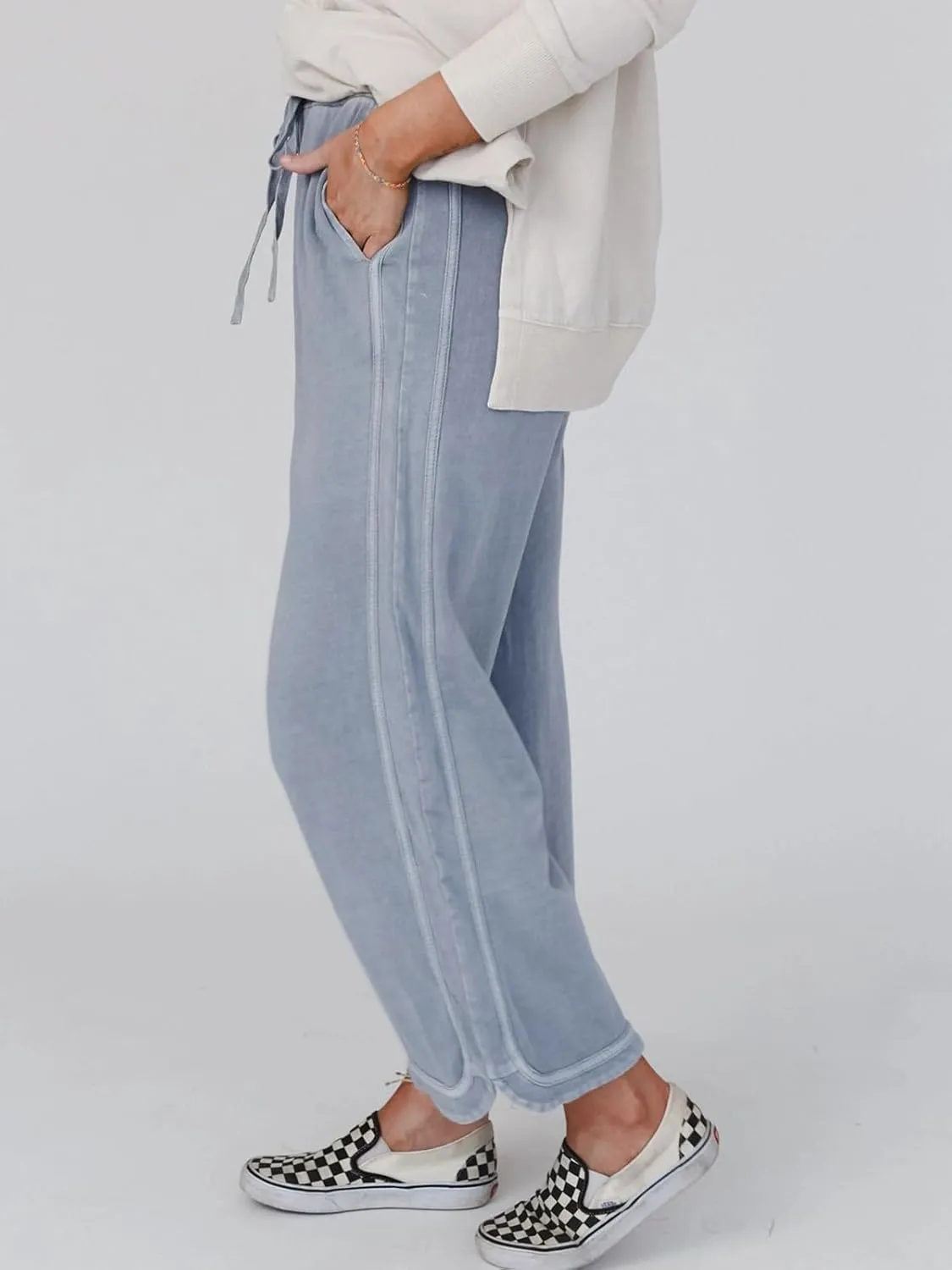 Gnveub Women's Yoga Pants Lightweight Wide Leg Sweatpants High Waisted Drawstring Loose Lounge Pant with Pockets