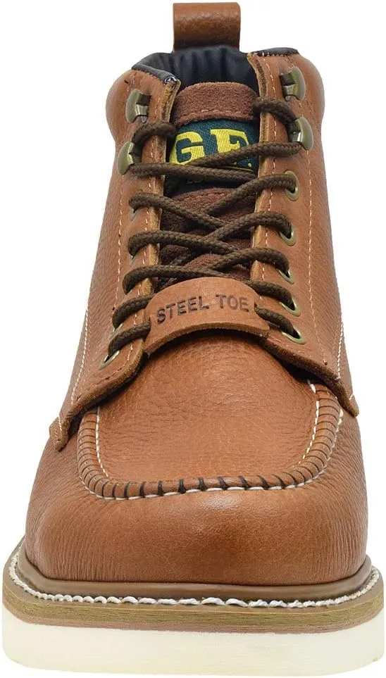 Golden Fox Steel Toe Work Boots Men's 6" Moc Toe Wedge Comfortable Boots for Construction